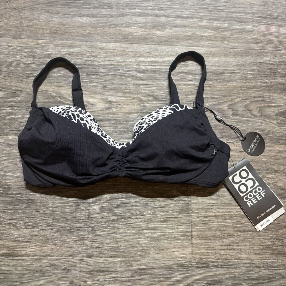Coco Reef Diva Power Underwire Bikini Top 32/34D Harmony Mix Bra Animal Print